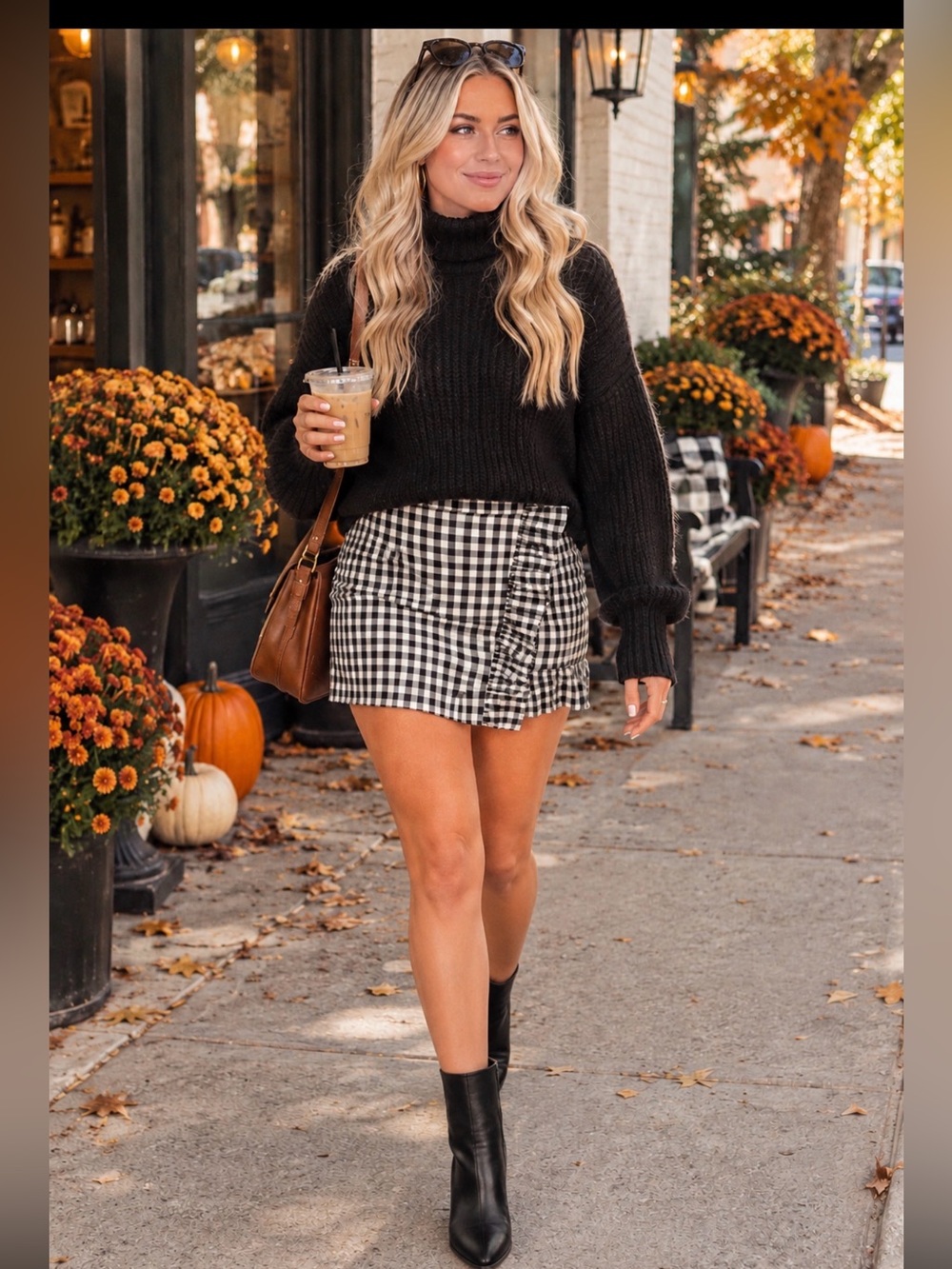 Lovers + Friends x REVOLVE Lisa Skirt in Black @ White Gingham Size Small